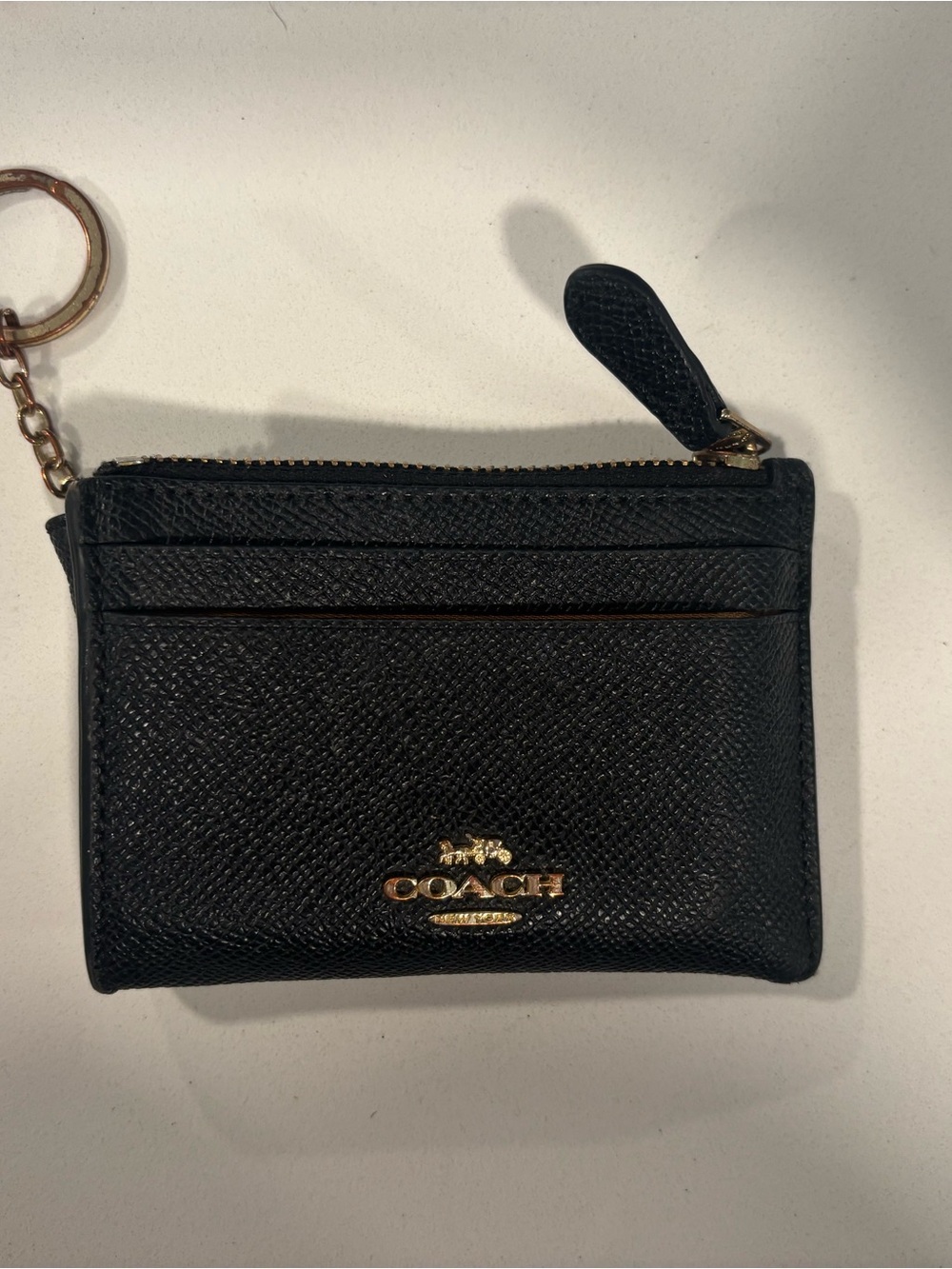 Coach Black Leather Card Case with Gold Logo